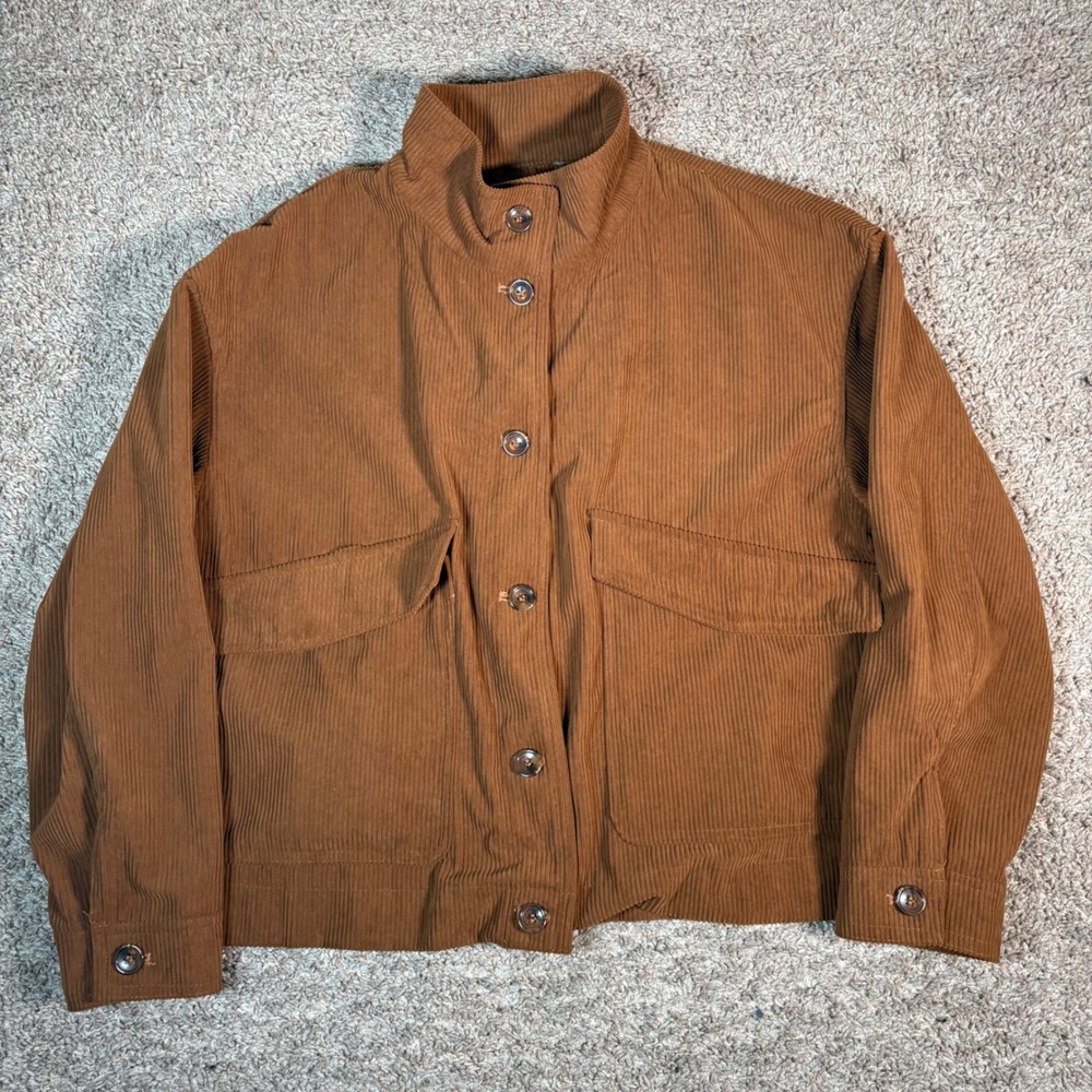 Avec Les Filles Corduroy Jacket Brown Button Front Pockets‎ Collared XL